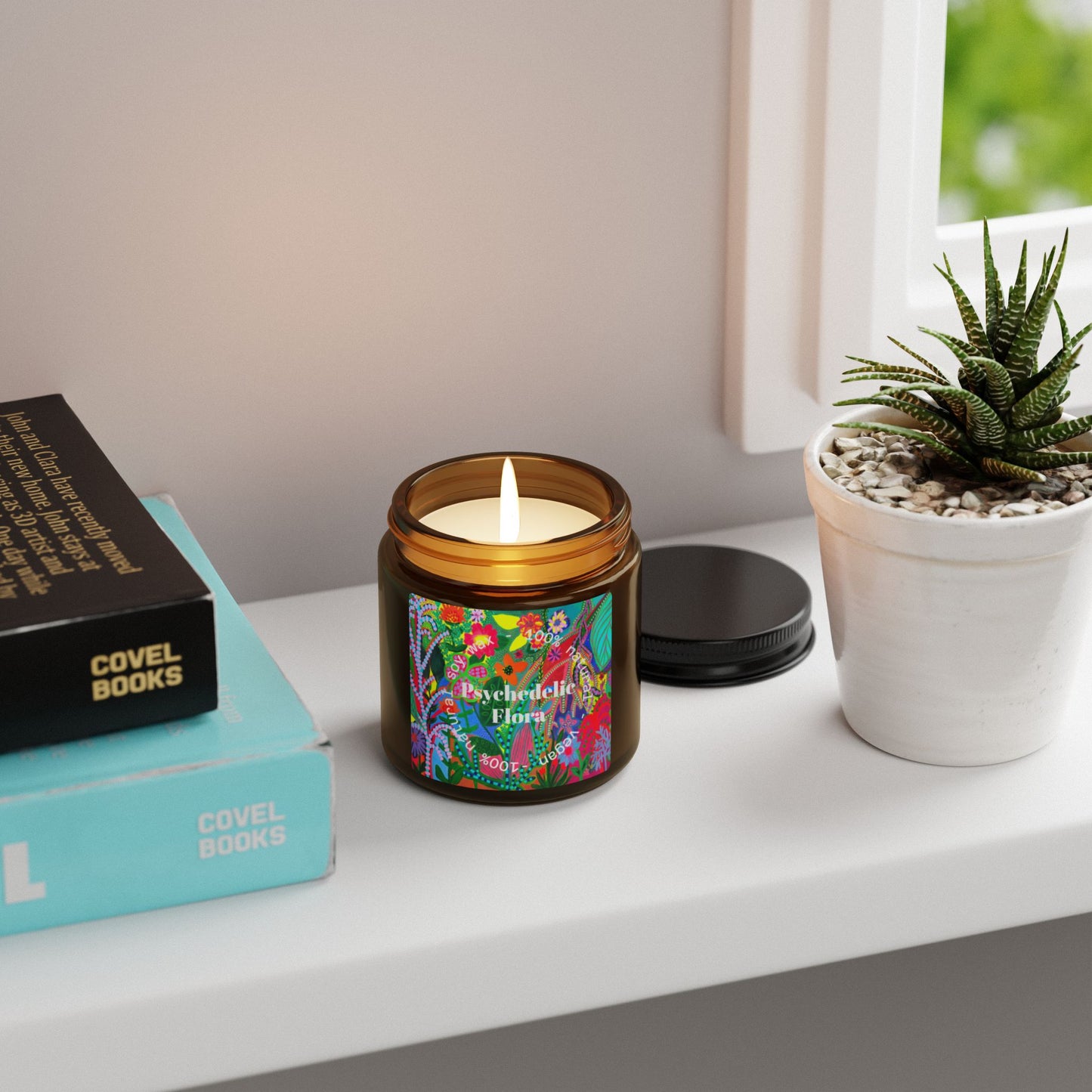 100% Natural Soy Candle in Amber Glass Jar