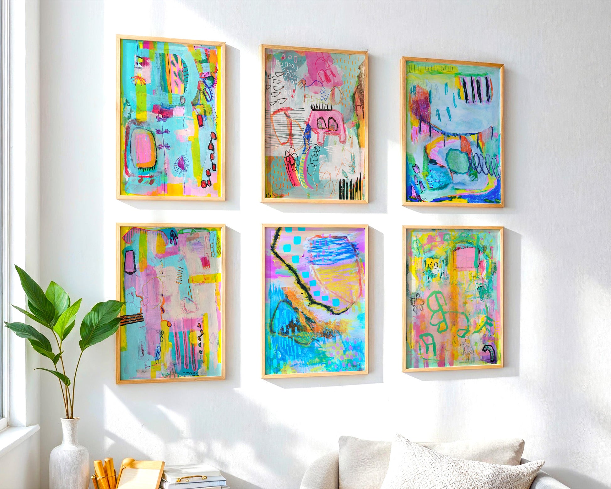 bright and colorful contemporary abstract posters by Evelyn La Starza