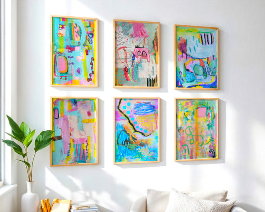 bright and colorful contemporary abstract posters by Evelyn La Starza